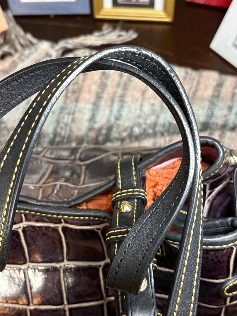 Collectible Vintage Dooney & Bourke “English Botanical” Croc Embossed Large Tote - Picture 16 of 16